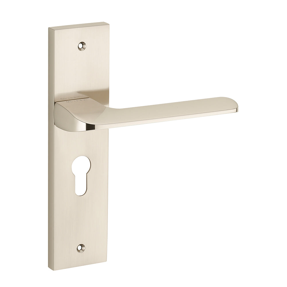 IPSA Chilli Moderna Handle Series on 8" Plate CYS Lockset with 60mm Both Side Key - Matte Satin Nickel Finish MSS